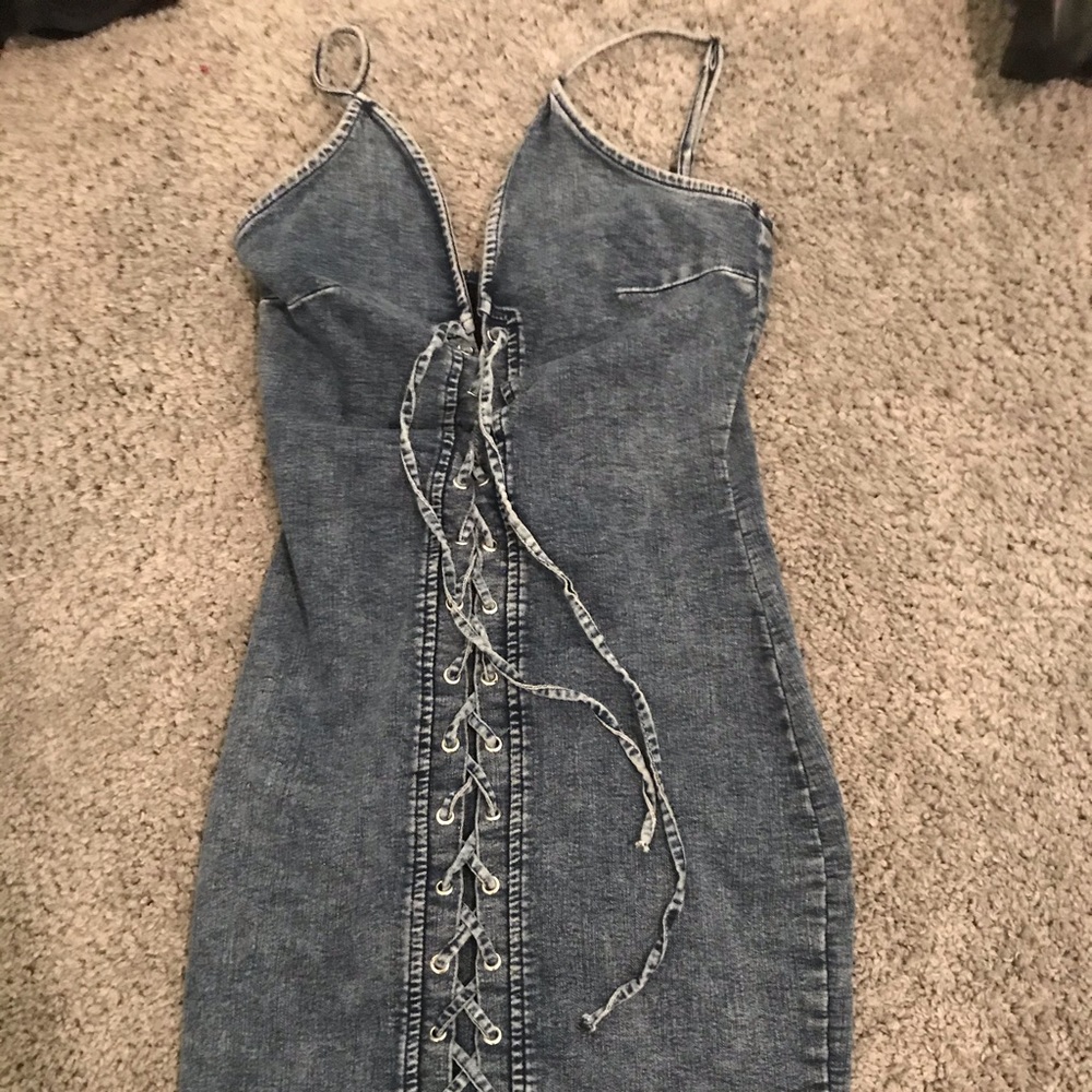 denim mini dress
